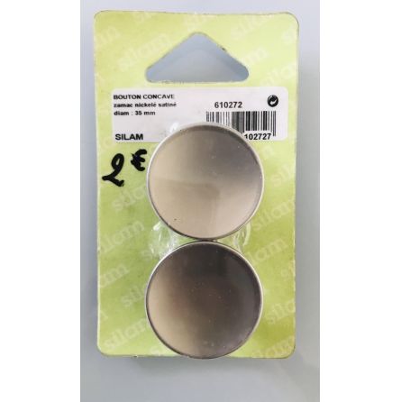 Bouton concave nickelé satiné