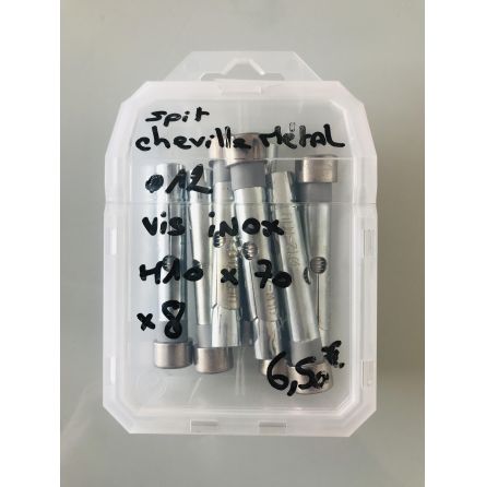 8 chevilles métal + vis inox M10x70mm