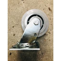 ROULETTE PIVOTANTE Diam 120 - Larg roue 50mm - sur platine métal 11.5x10cmx Ep7mm 