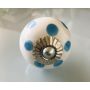 Bouton céramique blanc/ bleu