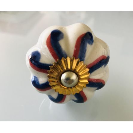 Bouton céramique blanc/rouge/ bleu