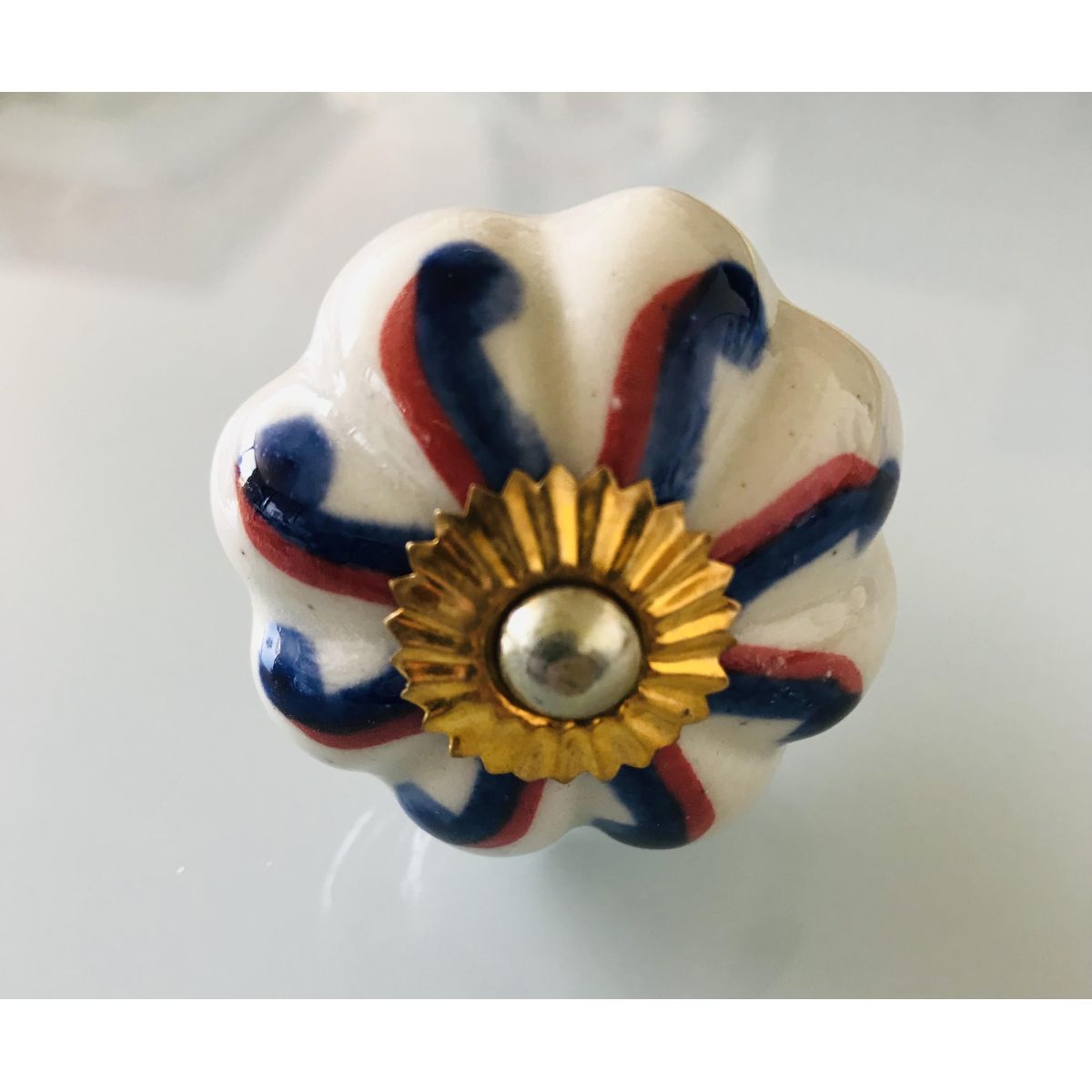 Bouton céramique blanc/rouge/ bleu