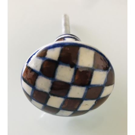 Bouton céramique marron/bleu