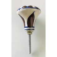 Bouton céramique marron/bleu