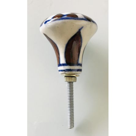 Bouton céramique marron/bleu