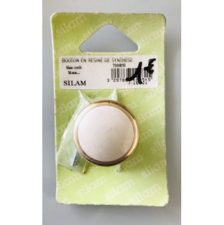 Bouton blanc cerclé doré 