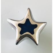 Bouton étoile argenté coeur bleu