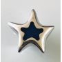 Bouton étoile argenté coeur bleu