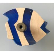 Bouton poisson bois et bleu