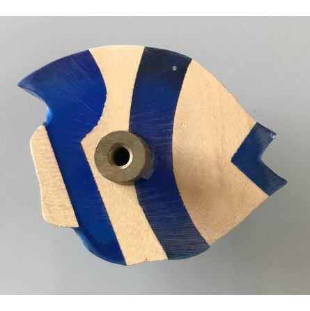 Bouton poisson bois et bleu