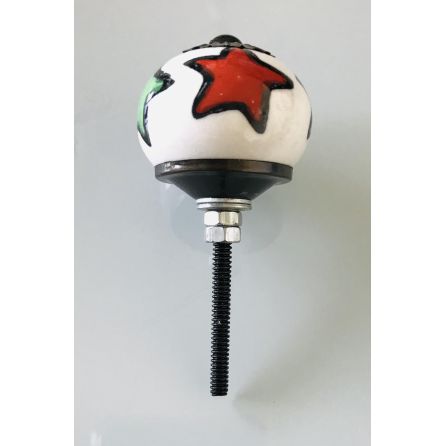 Bouton céramique rond motif Etoiles