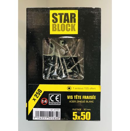 250 Vis tête fraisée 5x50mm