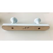 Porte manteau 2 patères bois bleu